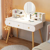 Vanity Dressing Table Wooden White Makeup Desk w/Mirror&3 Drawer Storage Bedroom