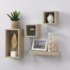NEW OAK SET OF 4 FLOATING SHELVES SHELF KIT DISPLAY UNIT WALL MOUNTED HOME