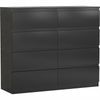 Modern Black 8 Drawer Chest of Drawers Bedroom Wardrobe Cabinet Sideboard Wide