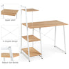 Computer Desk 2-in-1 Bookshelf PC Workstation Laptop Table with 4 Tiers Storage