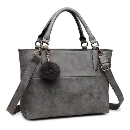 Ladies Girls Pompom Handbag PU Leather Square Satchel Shoulder Tote Bag