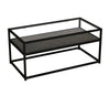 Glass Display Top Coffee Table with Steel Frame Reversible Wooden Storage Shelf