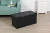 Large Leather Folding Storage Ottoman Pouffe Double Seat Foot Stool Storage Box