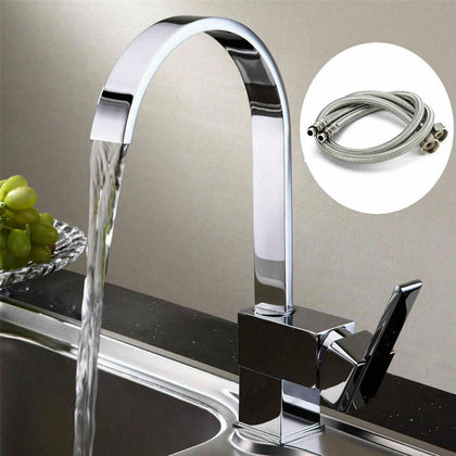 Waterfall Modern Mono Kitchen Mixer Tap Spray Chrome Hot & Cold Sink Faucet Taps