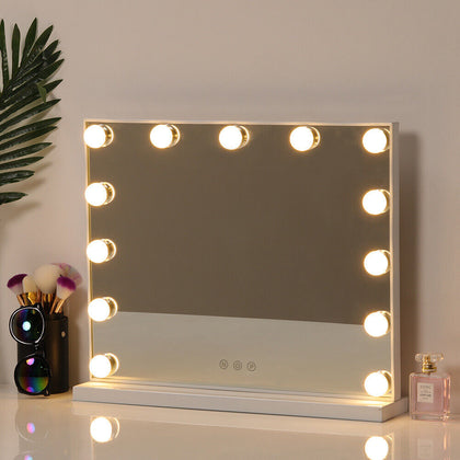 LED Dimmable Hollywood Mirror Vanity Dressing Table 13 Globe Bulbs 3 Colour