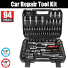 94pc 1/4" 1/2" Socket Ratchet Screwdriver Bit Tool Set with Case for Car Repair