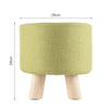 Fabric Ottoman Wooden Footstool Foot Stool Rest Pouffe Seat Cotton Linen Green