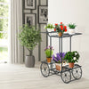 Metal Garden Cart Stand 6 Tier Flower Pot Plant Holder Home Patio Display Rack