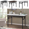 Foldable Table Computer Desk Wooden Tabletop Metal Legs Home Office Furniture UK