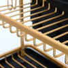 2 Tier Kitchen Dish Drainer Rack with Drip Tray Cutlery Holder Plate Rack Sink
