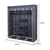 Grey Fabric Canvas Wardrobe With Clothes Hanging Rail Shelves Storage Cupboard