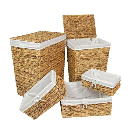 Natural Rattan Laundry or Hamper Storage Basket Linen Bathroom Shelf Basket