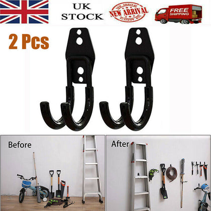 2Pcs Large Heavy Duty Storage U-Hooks Bike Ladder Wall Mounted Hanging Brackets
