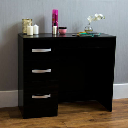 Hulio High Gloss 3 Drawer Dressing Table Black Makeup Computer Desk Furniture