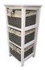 Maize Baskets Unit 3 Drawer White Wooden Slim Cabinet Storage Organiser Table