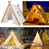 Large Canvas Indian Tent Teepee Kids Wigwam Indoor Outdoor Baby Play House White