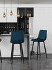 Set of 2 Breakfast Bar Stools Velvet Padded Seat Kitchen Pub Bar Chair Grey Blue