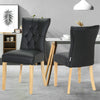 2pcs PU Leather Padded Dining Chairs Retro Button Back Home Kitchen Dinner Seat