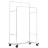 MOBILE DOUBLE CLOTHES RAIL COAT GARMENT HANGING RAIL RACK STORAGE STAND & WHEELS