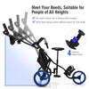 3 Wheels Golf Push Cart Golf Pull Trolley 4 Height Positions W/ Umbrella Holder