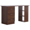 Brown Computer Desk 3 Drawer Storage Shelves Home Office Workstation Study Table