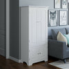 Tall Cupboard Wood Floor Stand Storage Cabinet With 4 Doors Storage Unit White