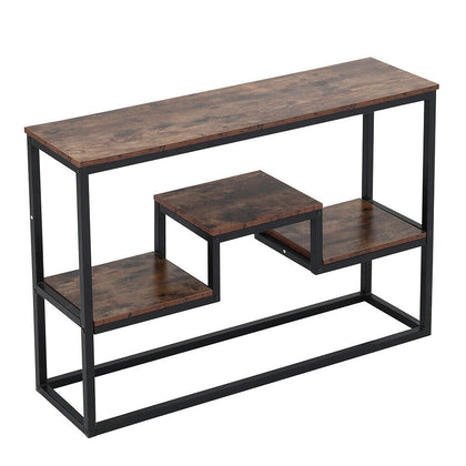 Moroccan Industrial Console Table Bookshelf Rustic Wood Shelf Hallway Side Table