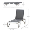 Outdoor Chaise Patio Lounge with 5-Level Adjustable Back Wheels Texteline Grey
