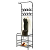 Shoe Rack and Coat Stand Clothes Rail Coat Rack Hall Tree with Metal 12 Hooks UK