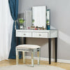 Bedroom 1/2 Drawers Mirrored Glass Dressing Table Cushioned Stool Mirror Set UK
