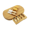 UK Oval Wooden Cheese Board 4 Piece Knife Set with Slide Out Drawer New