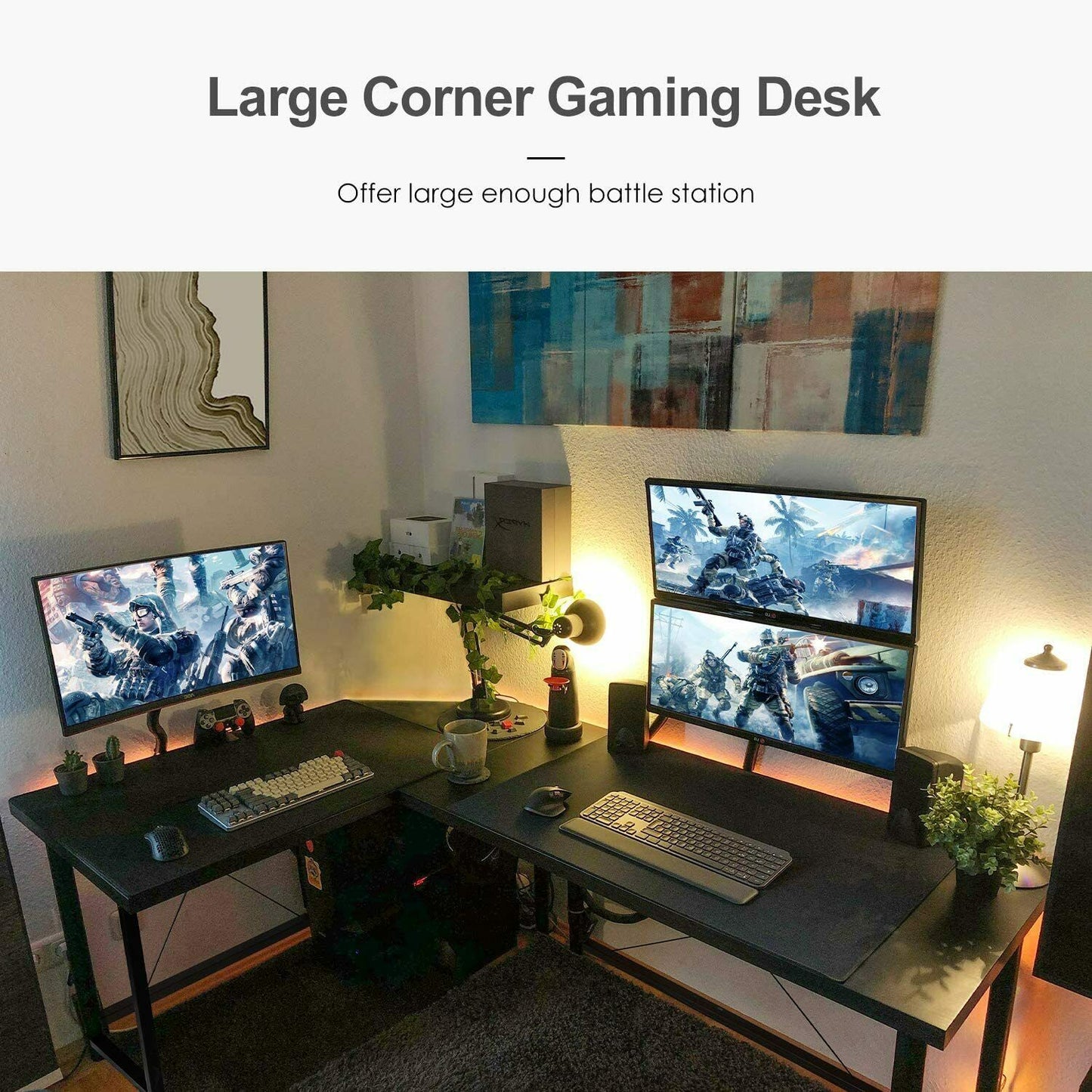 Large L Shape Computer Desk Laptop PC Study Table Home Office Workstation Gaming