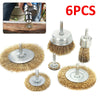 6pcs Brass Wire Wheel / Cup Brush Set Use With Rotary Drill And Drills