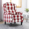 Wing Back Recliner Fireside Checked Fabric Reclining Armchair Sofa Living Room