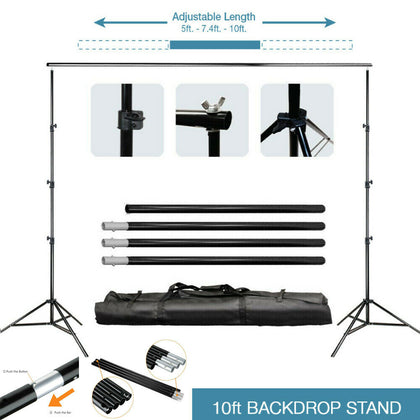 2x3m Adjustable Photography Background Support Stand Photo Backdrop Crossbar