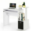 Multipurpose Home Office Computer Writing Desk w/Bin, White/Black