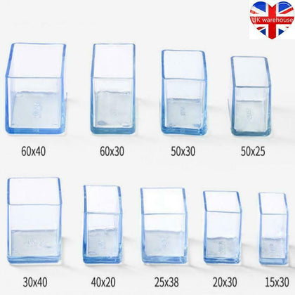 12 X Silicone Chair Leg Rectangle Covers Furniture Table Feet Floor Protectors