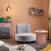 Home Small Sofa Chair Linen Fabric Padded Footstool With Black Wood Leg