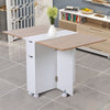 Compact Folding Dining Table Mobile Drop Leaf Table Desk with Drawer Shelves