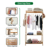 Clothes Rail Wooden Hall Tree Coat and Hat Stand with Hooks Shoe Storage Shelves