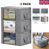 3PCS Underbed Clothes Storage Bags Zipped Organizer Wardrobe Cube Closet Boxes