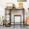 Home Table and 2 Stools, Industrial Dining Table Set Breakfast Bar Table& Stools