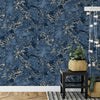 Metallic Ripple Liquid Marble Swirl Silver Rose Gold Blue Charcoal Wallpaper