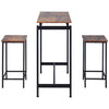 3Pcs Industrial Bar Table Set, Dining Breakfast Table with 2 Stools Rustic Brown