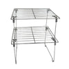 2 Tier Kitchen Cabinet Foldable Chrome Metal Stand Cupboard Storage Shelf Rack