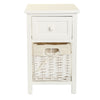 Pair of Wooden Bedside Tables Night Stand Cabinet Storage Drawer Wicker Basket.