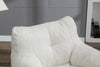Cord Beanbag Sofa with Tufted Memory Foam filling Bean Bag Chair Armchair White
