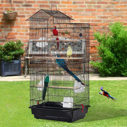 Large Metal Bird Cage Budgie Canary Finch Lovebird House Villa with Feeder Perch