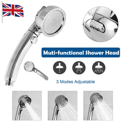 3 In 1 High Pressure Showerhead Handheld Shower Head with ON/Off Pause Chrome