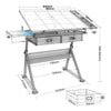 Adjustable Drawing Table Draft Artist Office Desk with Retractable Board Stool